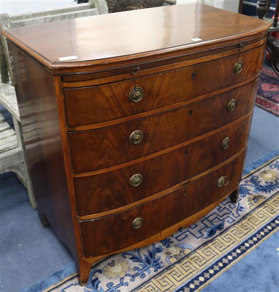 A Regency mahogany bow fronted chest of drawers, W.96cm